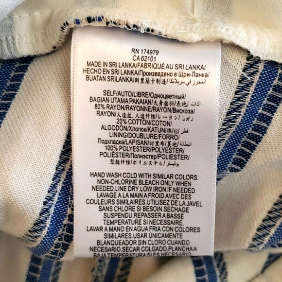 BCBGeneration Gardenia White with Blue Stripes Spaghetti Straped Jumpsuit SZ 4 - Picture 10 of 10